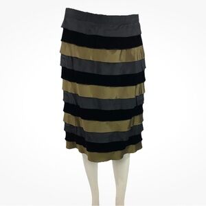 Options By Shani Sz 12 100% Silk Ruffle Tiered Cocktail Party Skirt